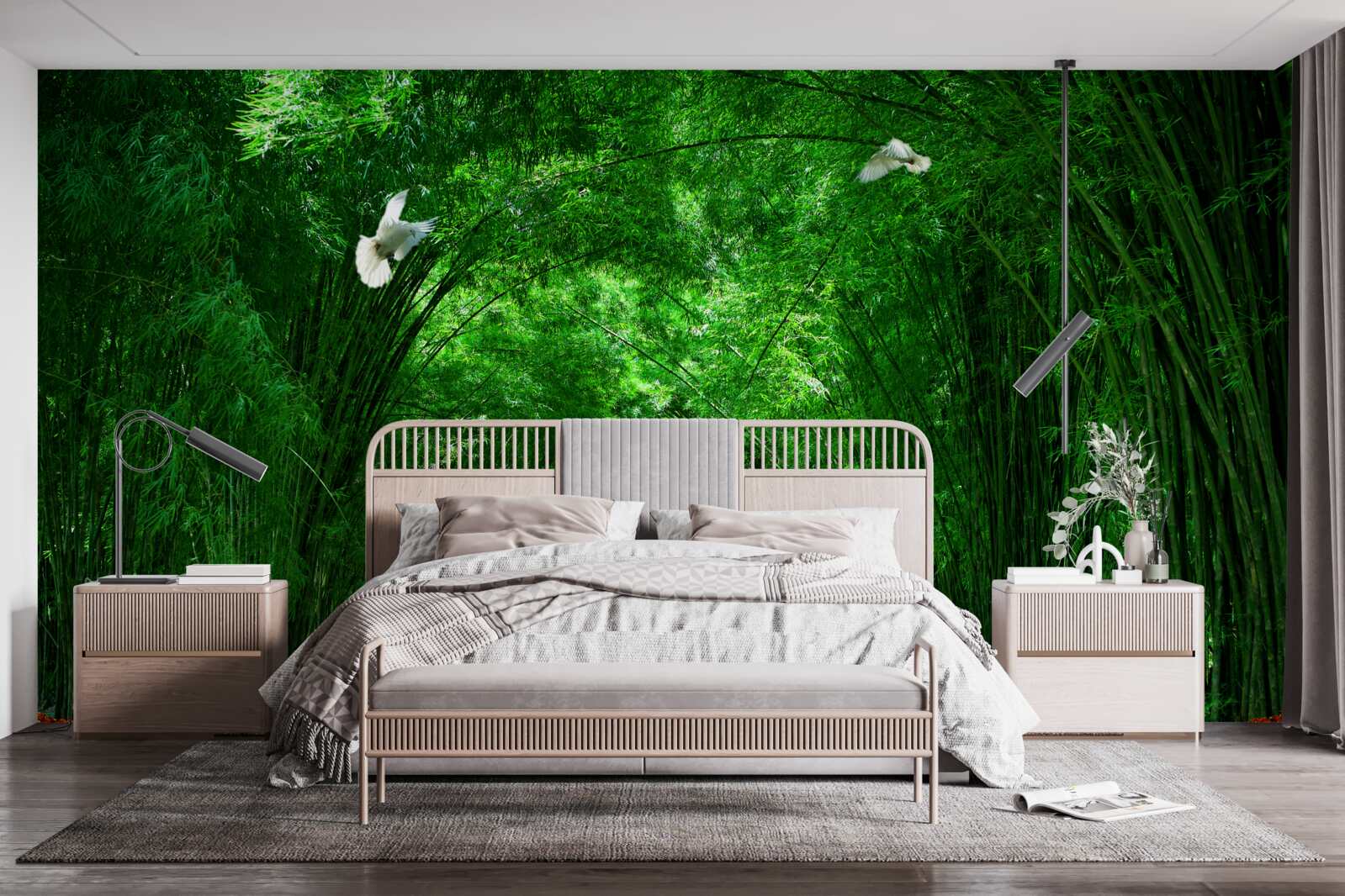 Fotobehang Pad door de tunnel gevormd door de boomtoppen