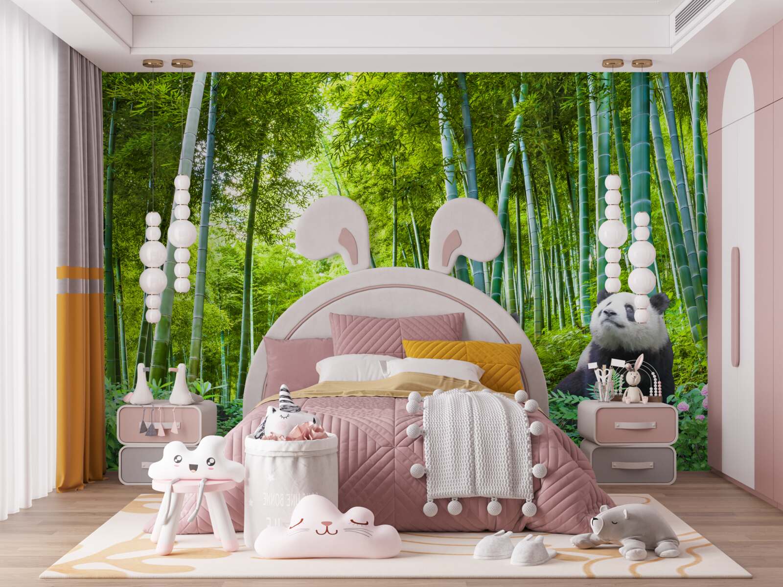Fotobehang er zijn drie panda's in het bos