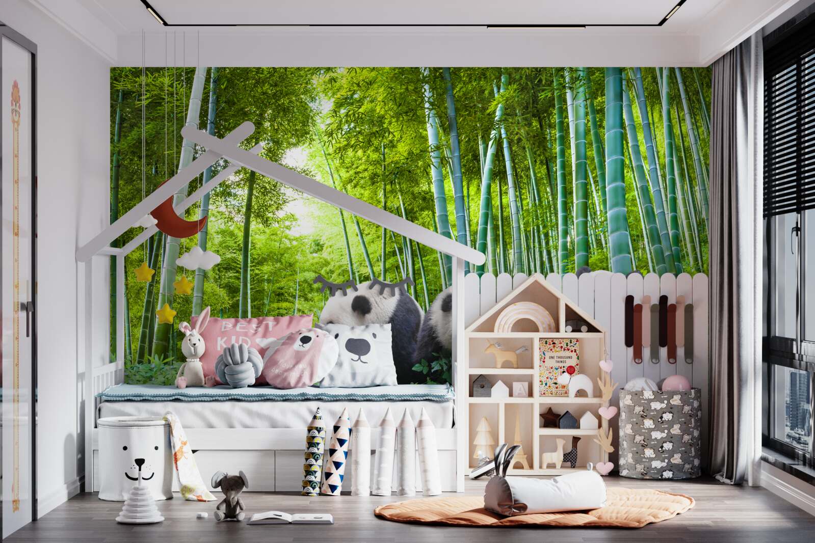 Fotobehang er zijn drie panda's in het bos