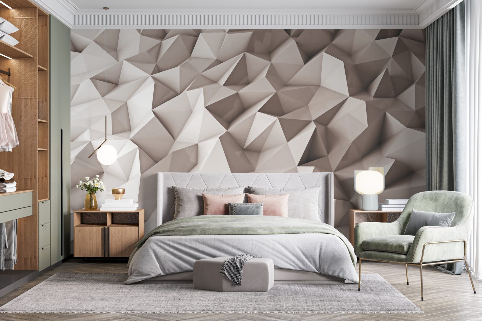 Fotobehang 3D modelleren van abstracte vormen