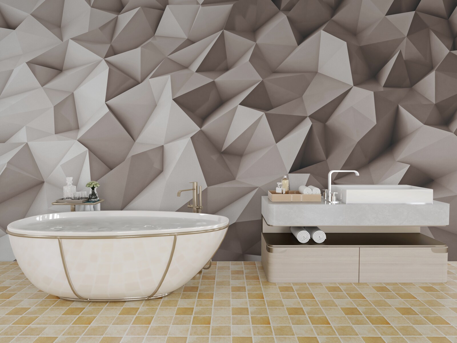 Fotobehang 3D modelleren van abstracte vormen