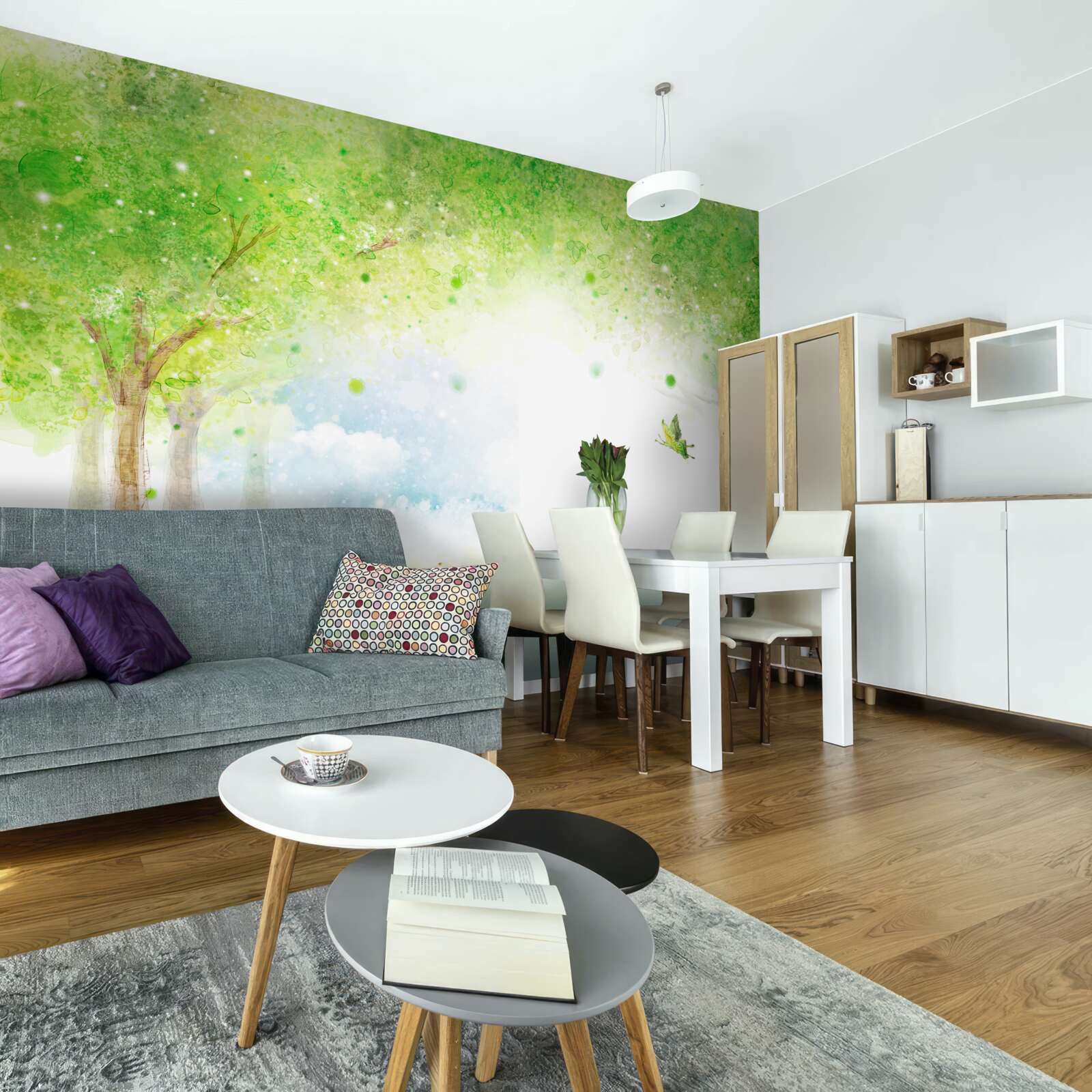 Fotobehang intrigerende mist in een magisch bos