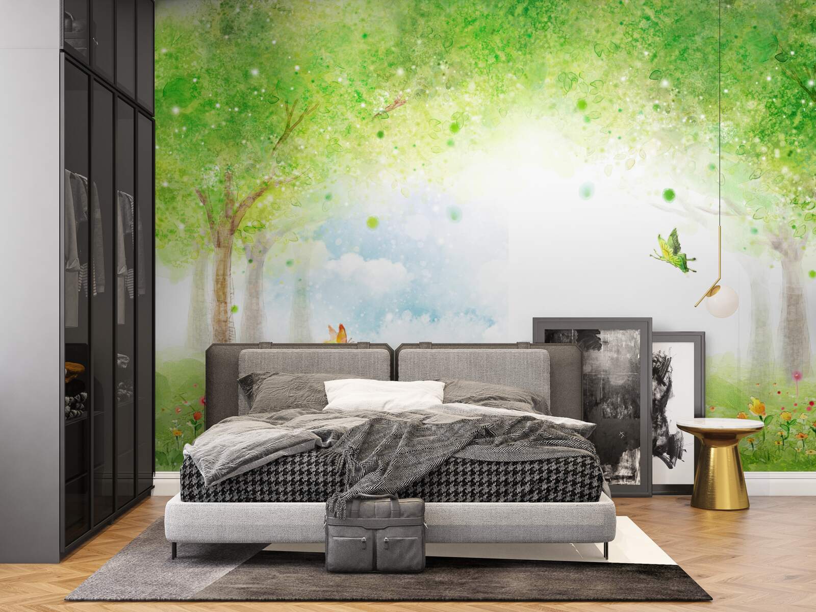 Fotobehang intrigerende mist in een magisch bos