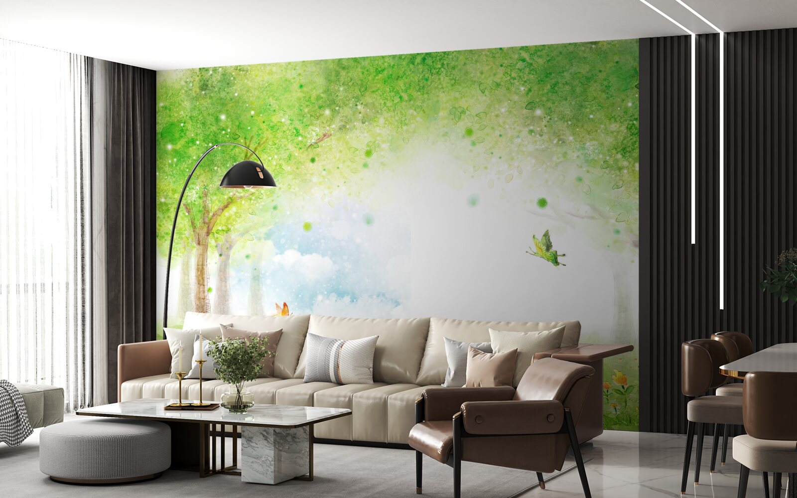 Fotobehang intrigerende mist in een magisch bos