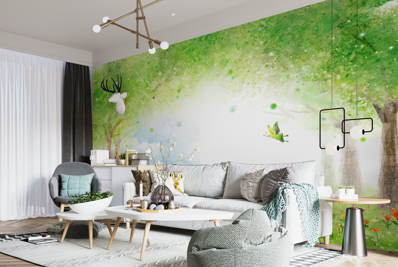 Fotobehang intrigerende mist in een magisch bos