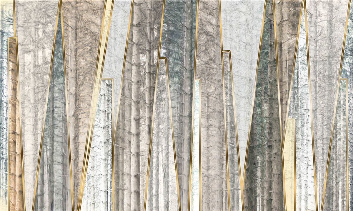 Fotobehang abstracte beelden van pijnbomen