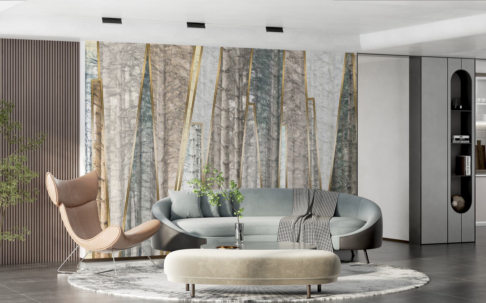 Fotobehang abstracte beelden van pijnbomen