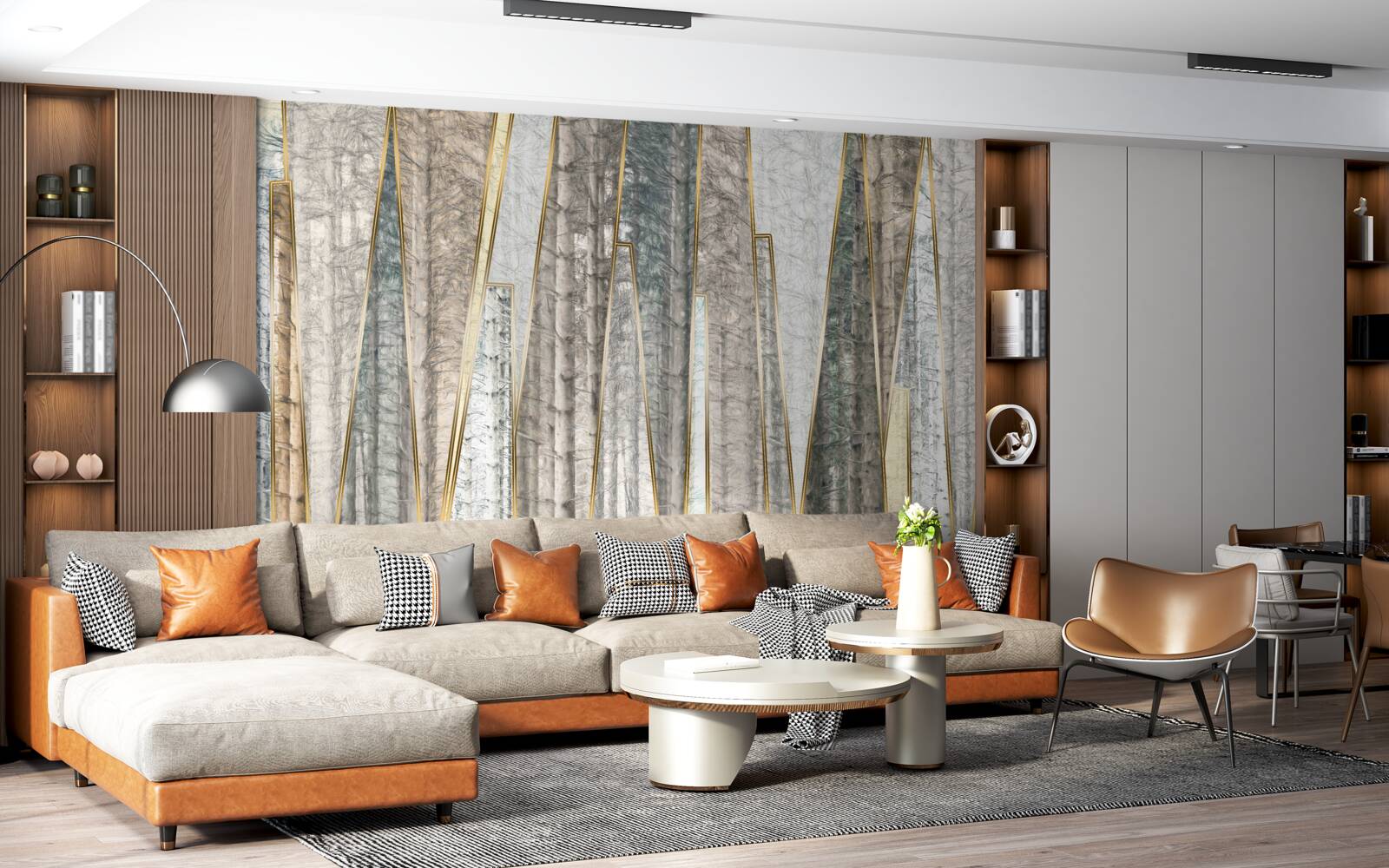 Fotobehang abstracte beelden van pijnbomen