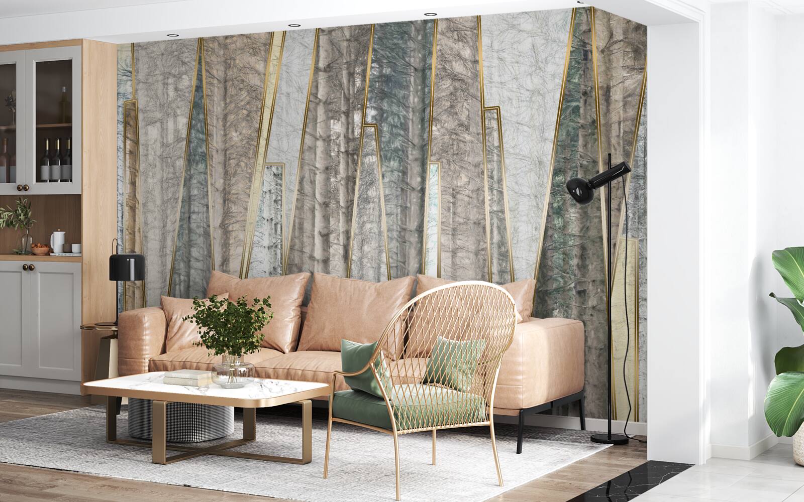 Fotobehang abstracte beelden van pijnbomen