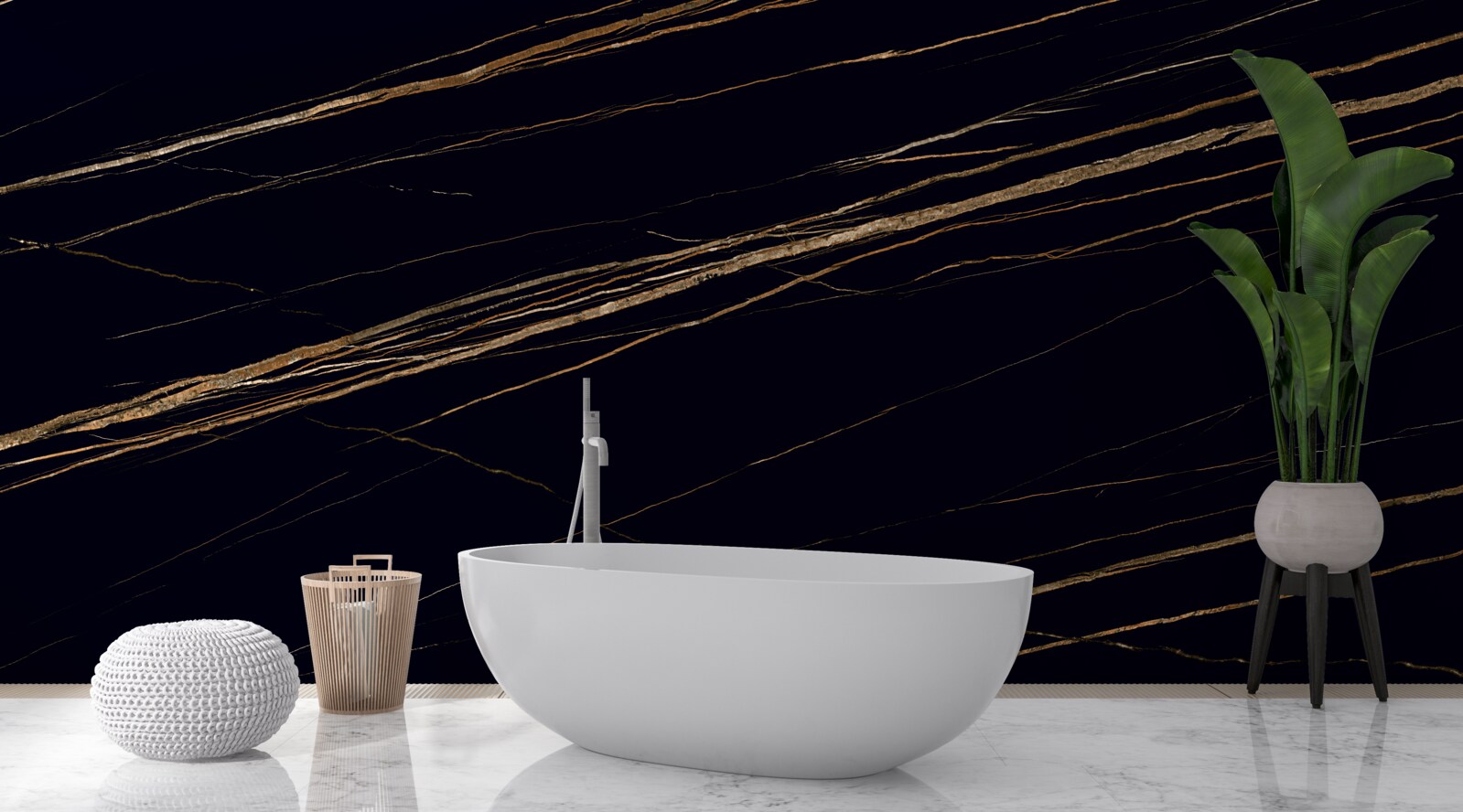 Fotobehang gouden strepen op een zwarte achtergrond