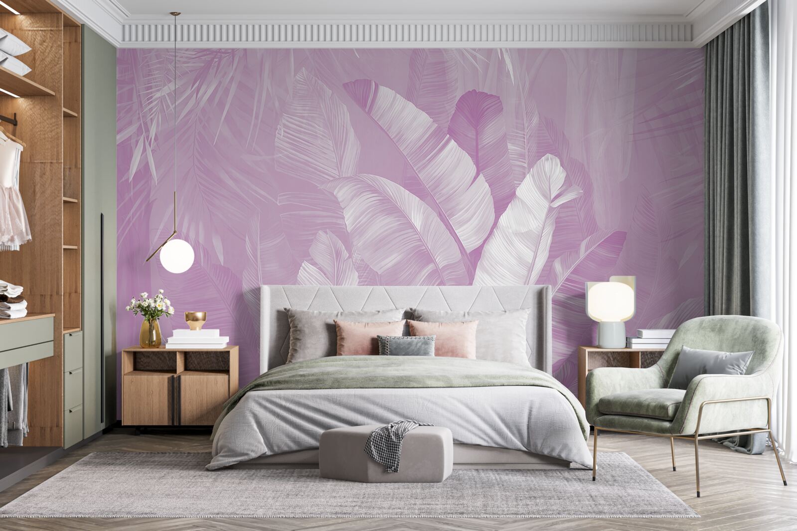 Fotobehang combinatie van seringbladeren