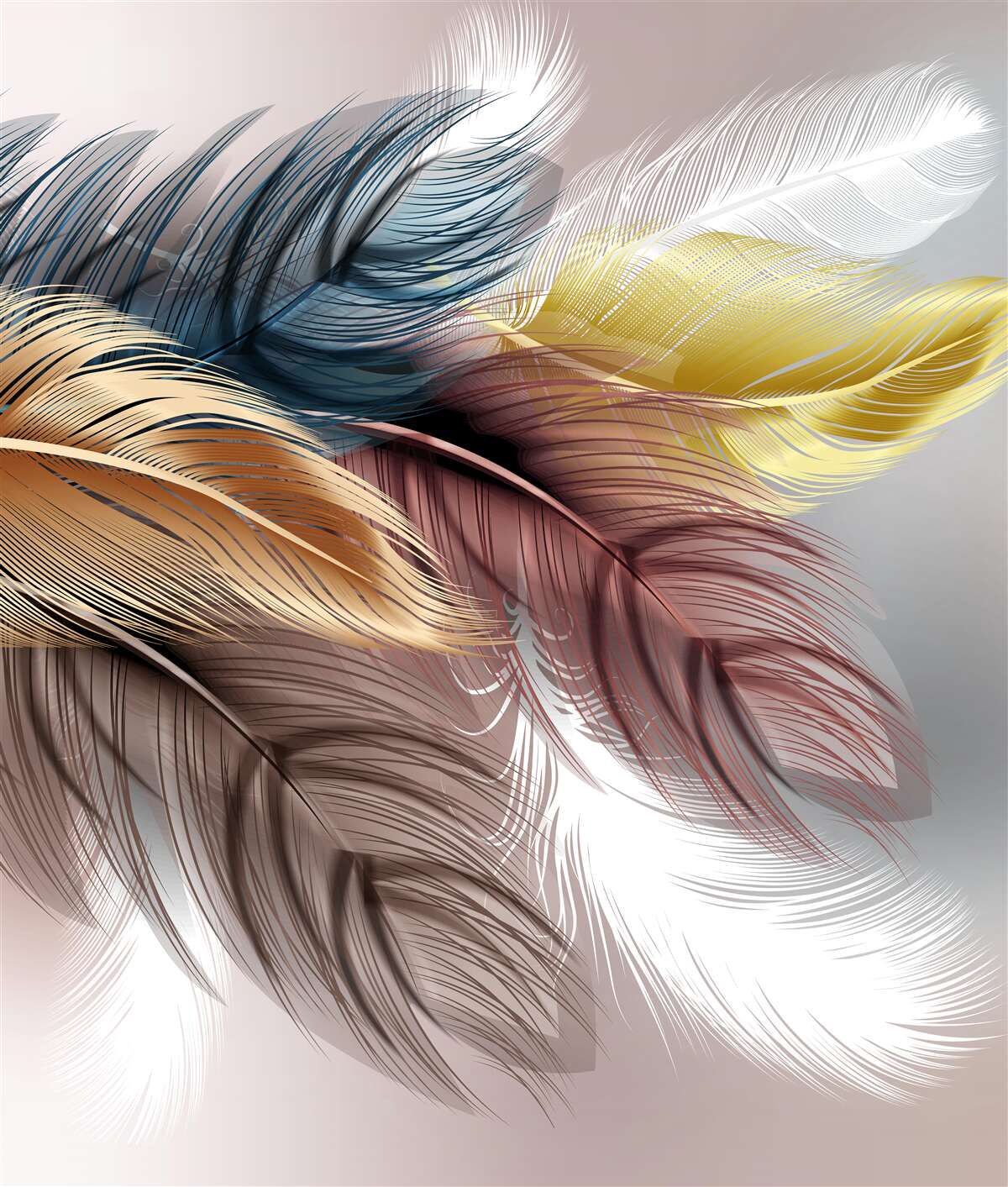 Fotobehang glanzend verenkleed van vogels