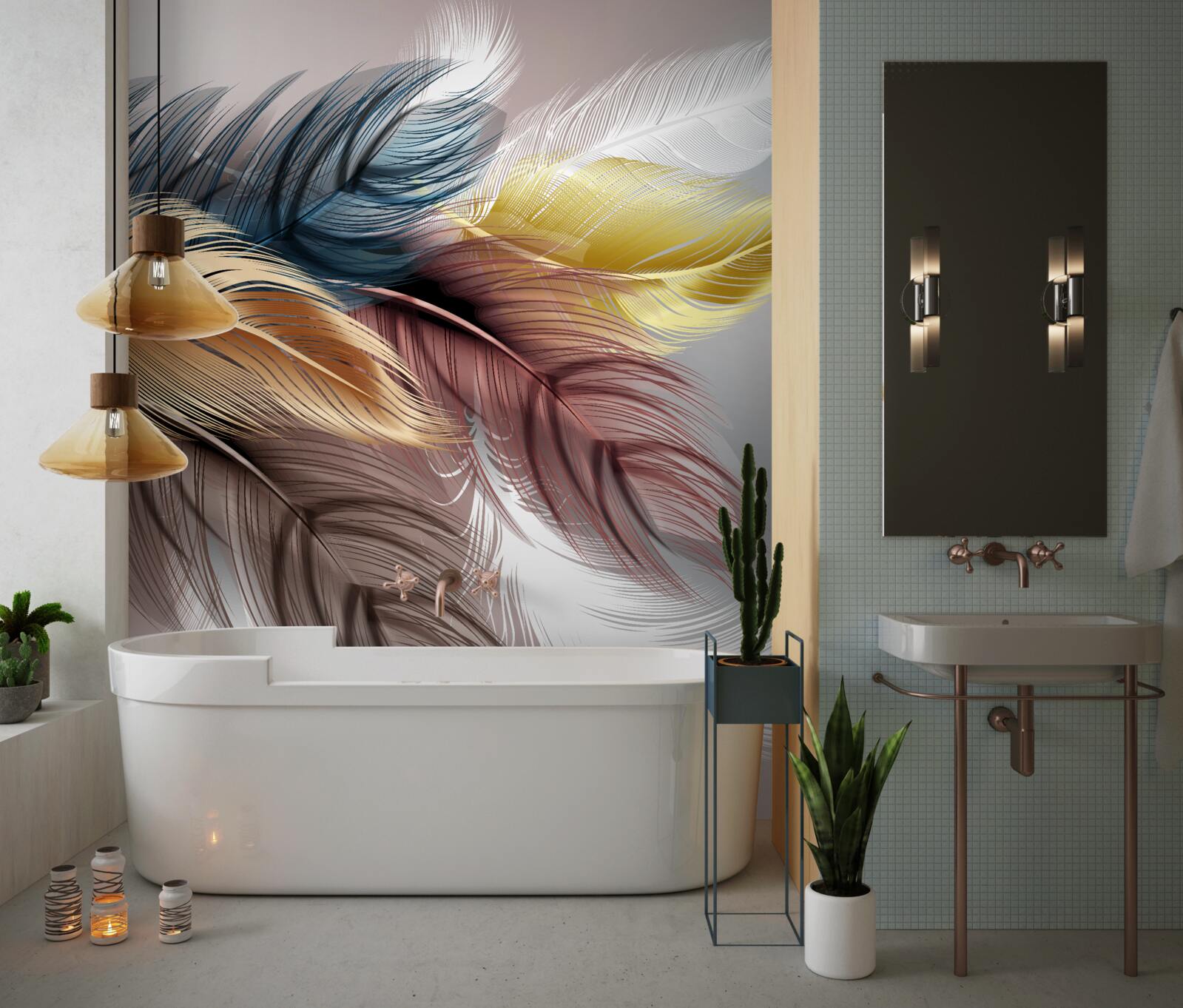 Fotobehang glanzend verenkleed van vogels