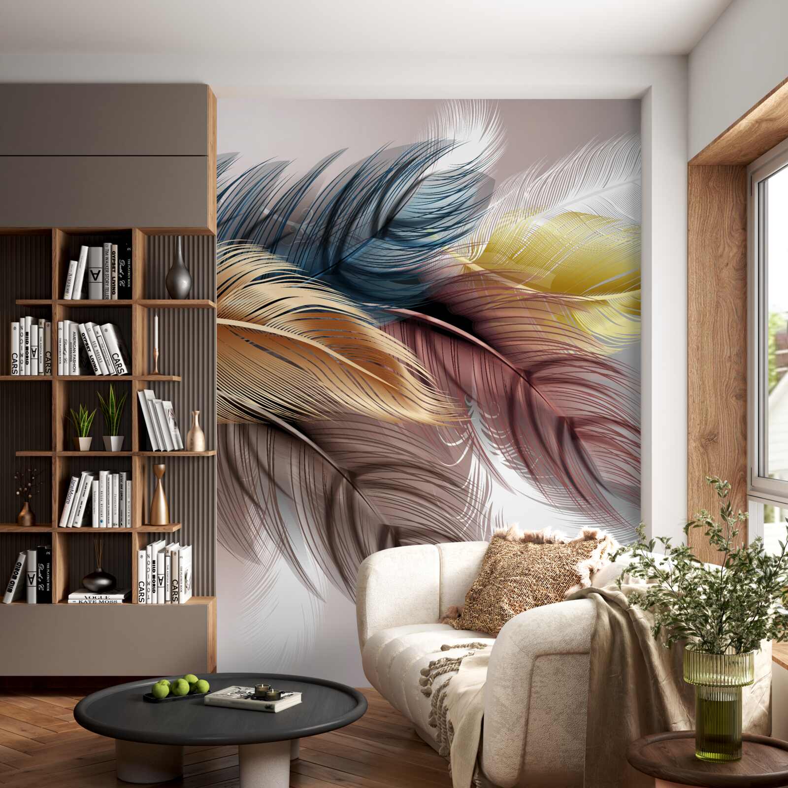 Fotobehang glanzend verenkleed van vogels