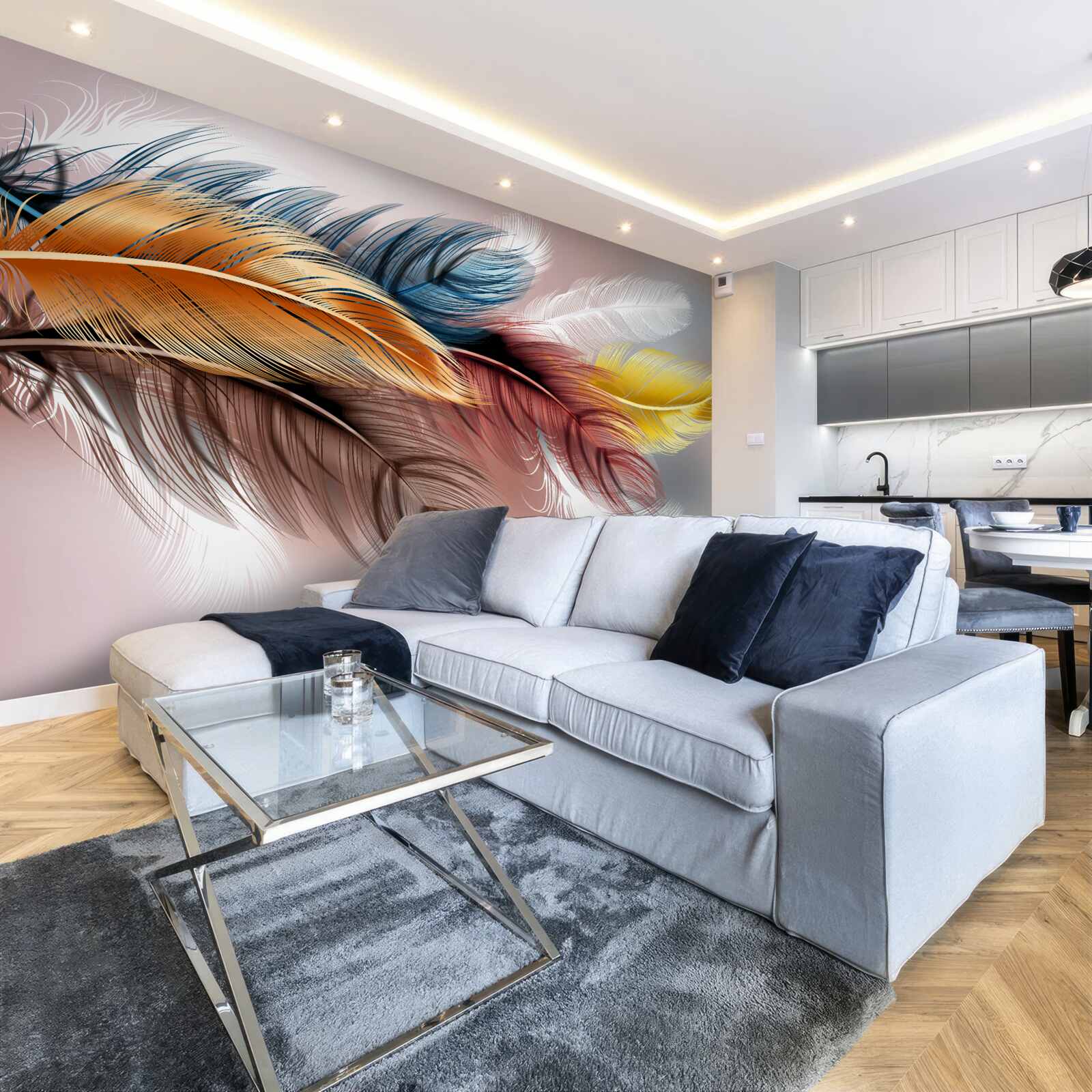 Fotobehang verenkleed in verschillende kleuren