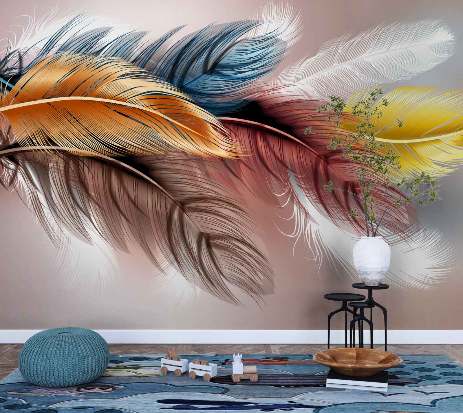 Fotobehang verenkleed in verschillende kleuren