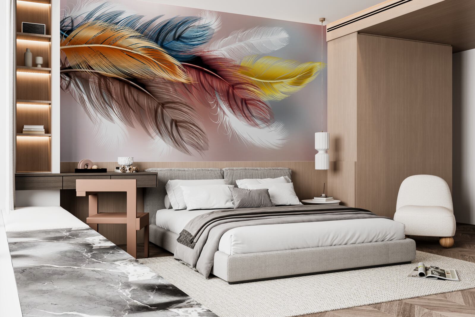 Fotobehang verenkleed in verschillende kleuren