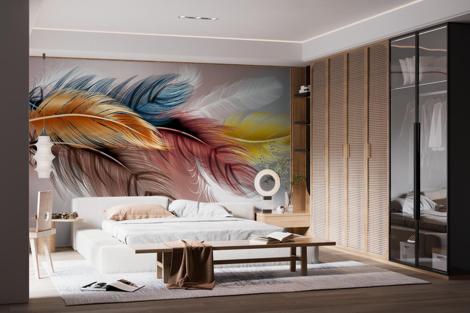 Fotobehang verenkleed in verschillende kleuren