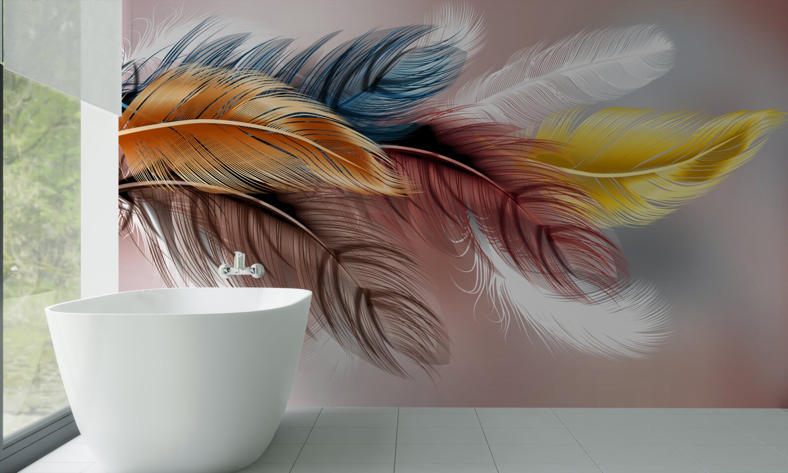 Fotobehang verenkleed in verschillende kleuren