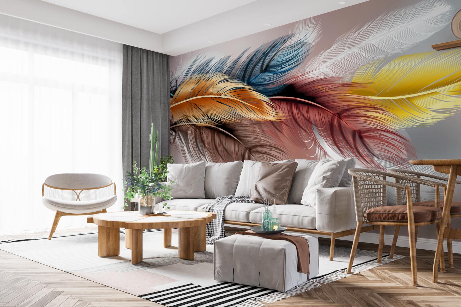 Fotobehang verenkleed in verschillende kleuren