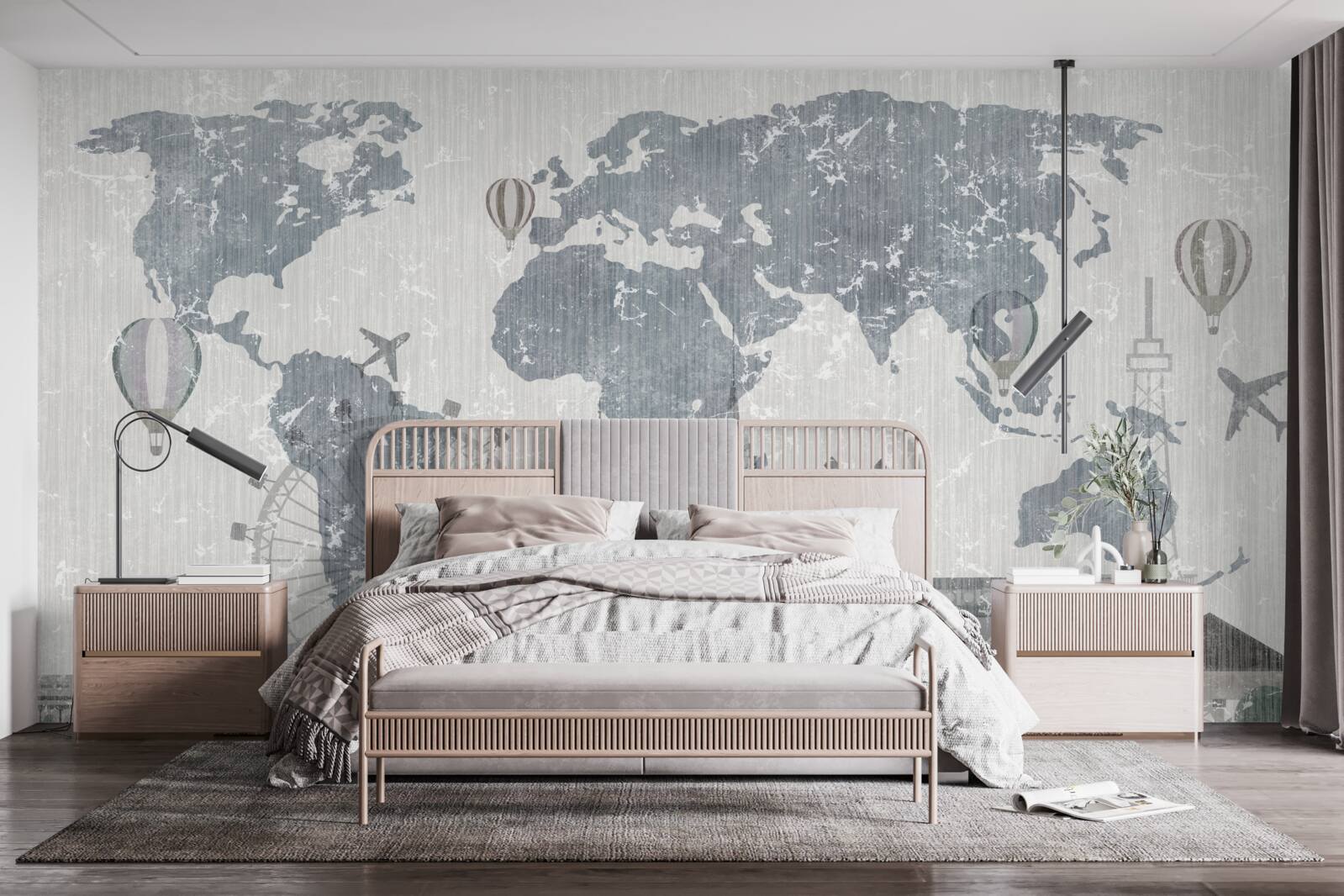 Fotobehang wereldkaart met herkenningspunten van londen