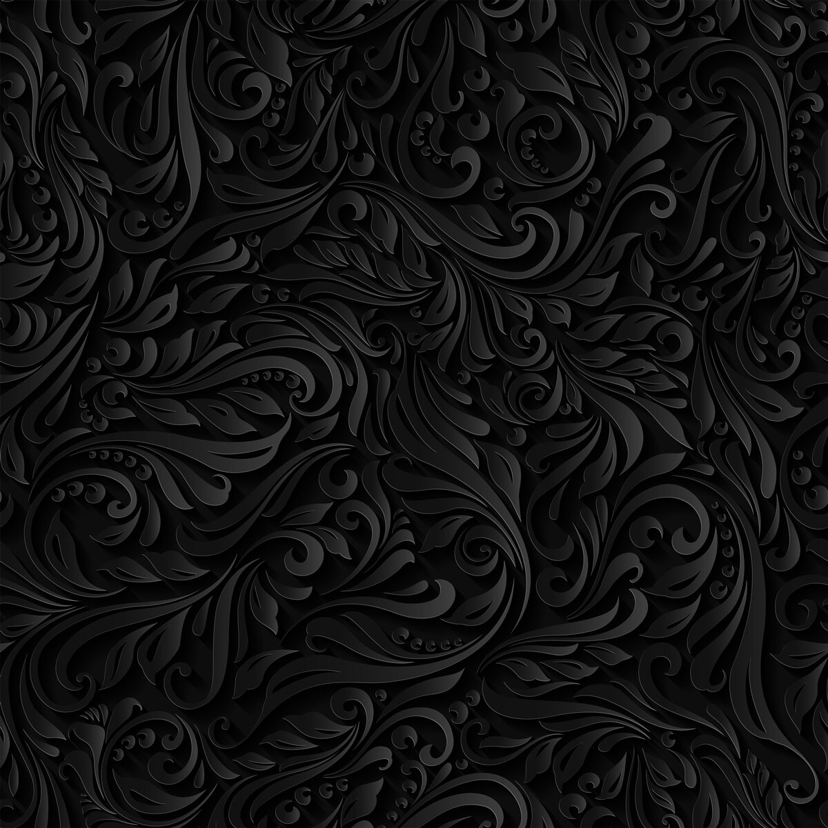 Fotobehang bladeren met textuur en zwarte bloemen