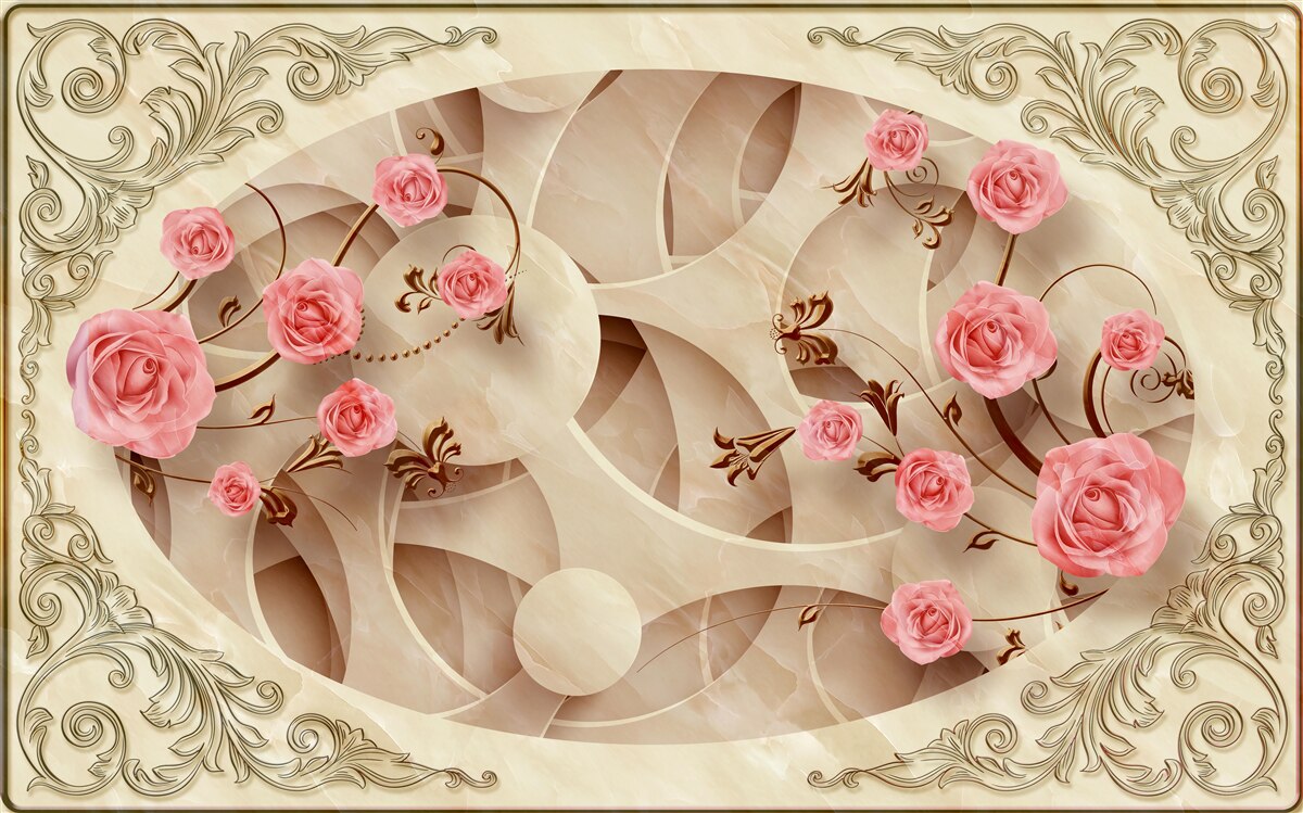 Fotobehang de knoppen van de rozenstruik zijn opgekomen