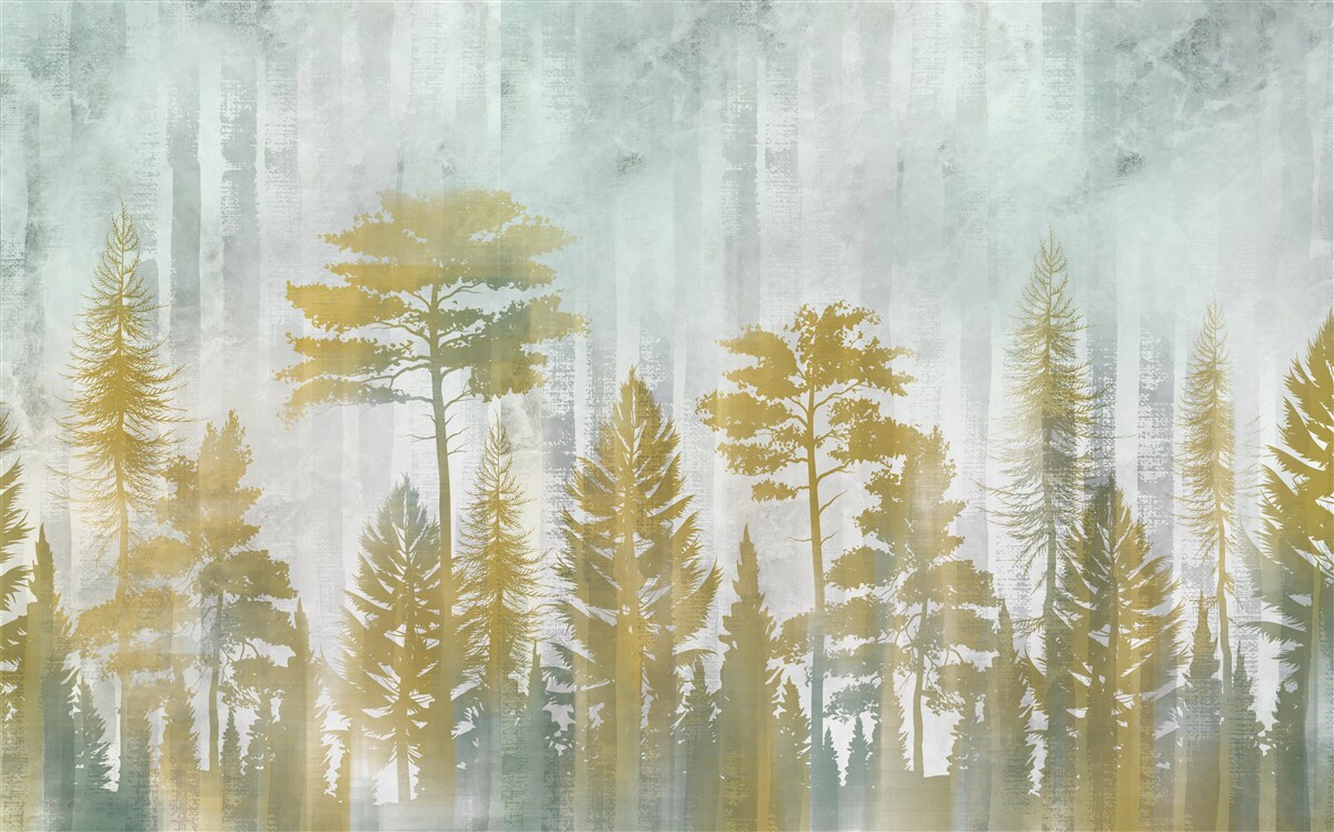 Fotobehang herfst in het bos gehuld in mist