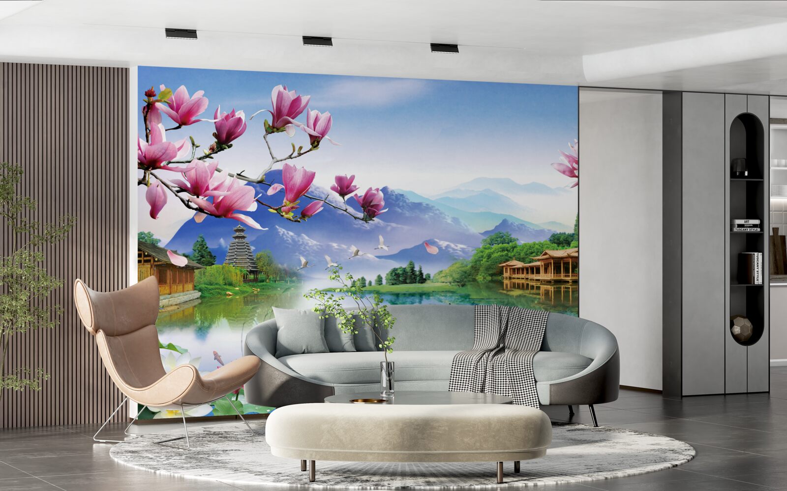 Fotobehang prachtig panoramisch uitzicht op het berglandschap en de rivierstroom