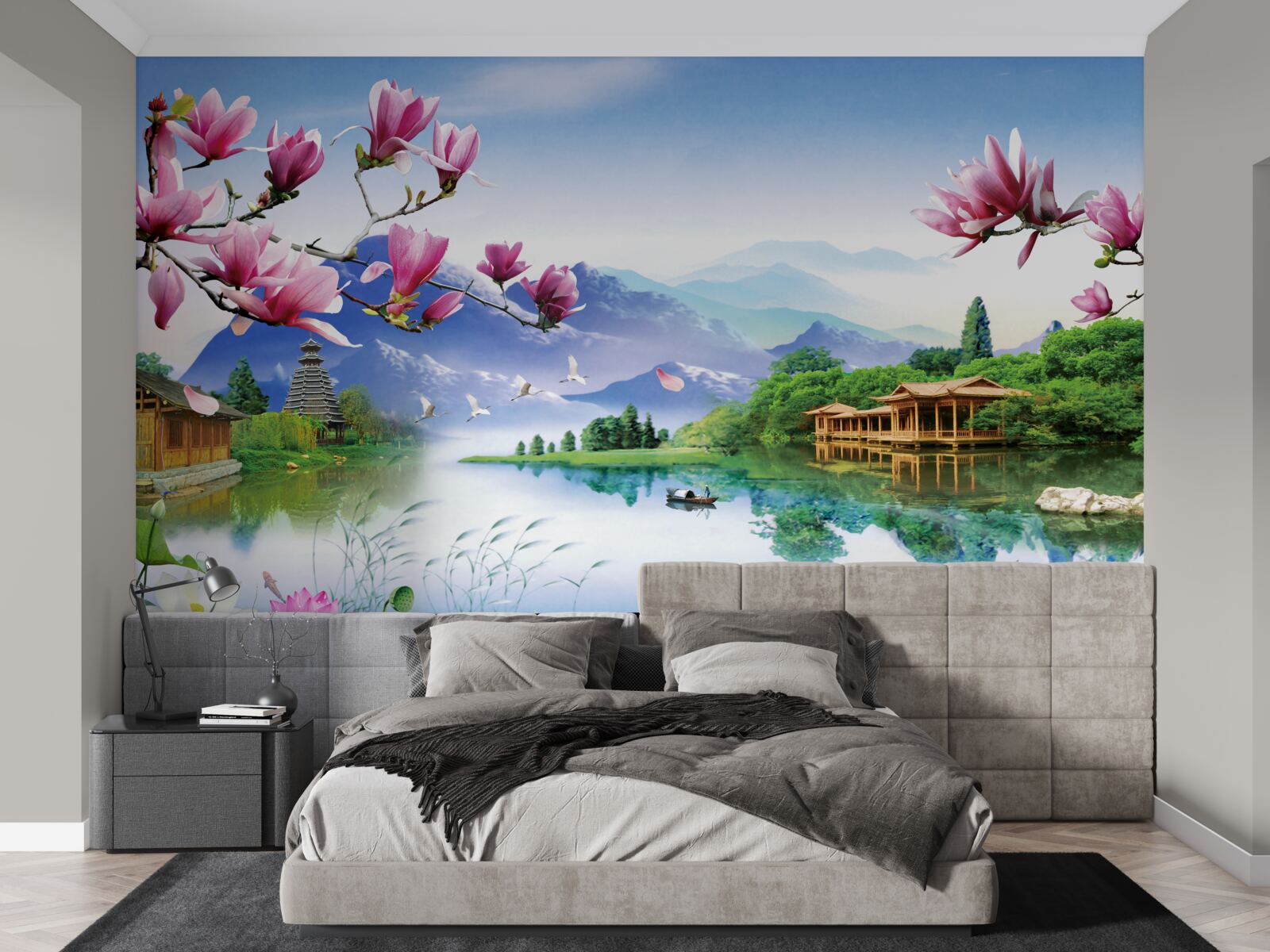 Fotobehang prachtig panoramisch uitzicht op het berglandschap en de rivierstroom