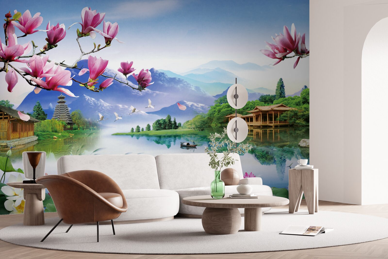 Fotobehang prachtig panoramisch uitzicht op het berglandschap en de rivierstroom