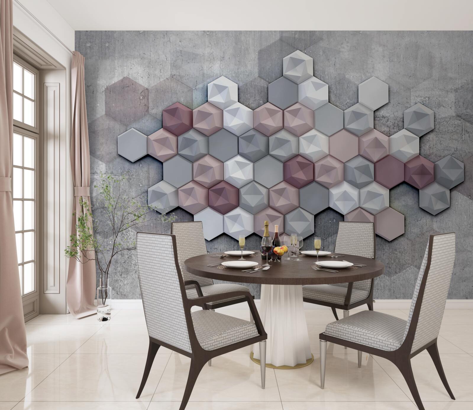 Fotobehang celstructuur gevormd door vijfhoeken