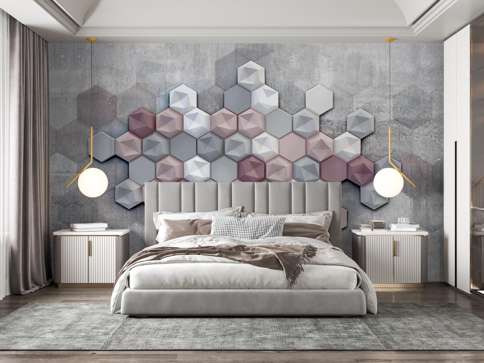 Fotobehang celstructuur gevormd door vijfhoeken