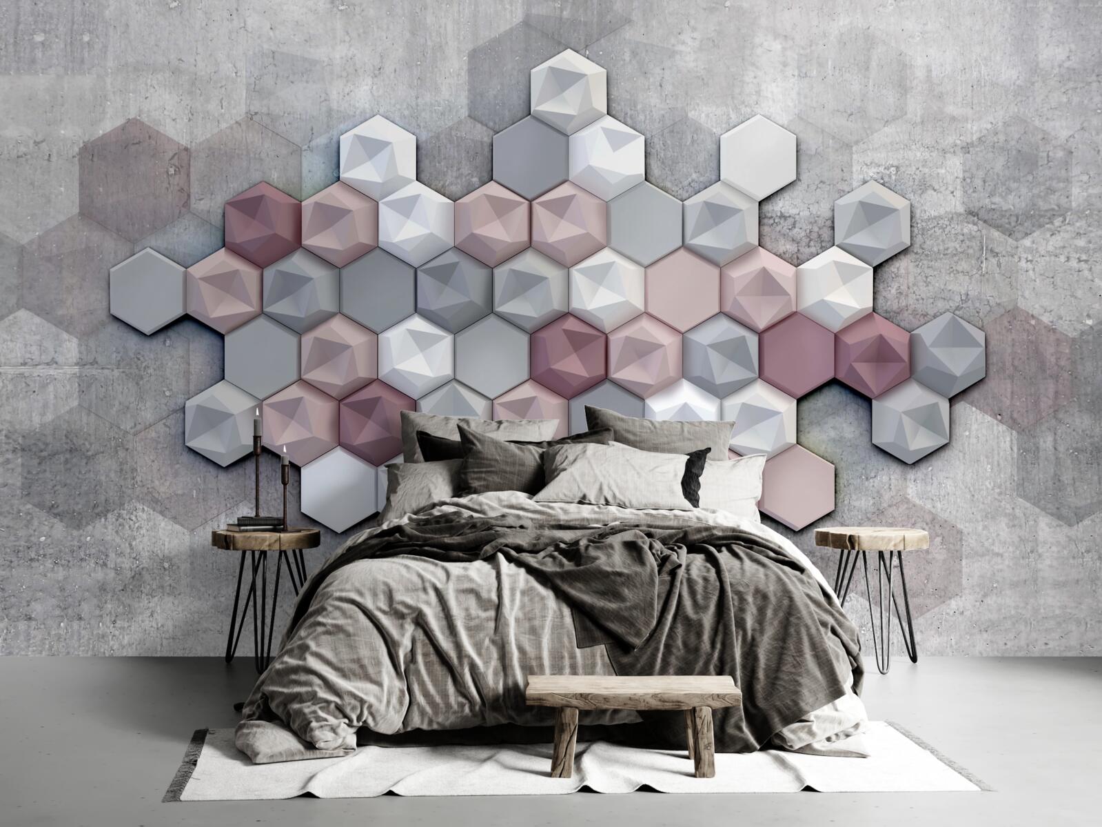 Fotobehang celstructuur gevormd door vijfhoeken