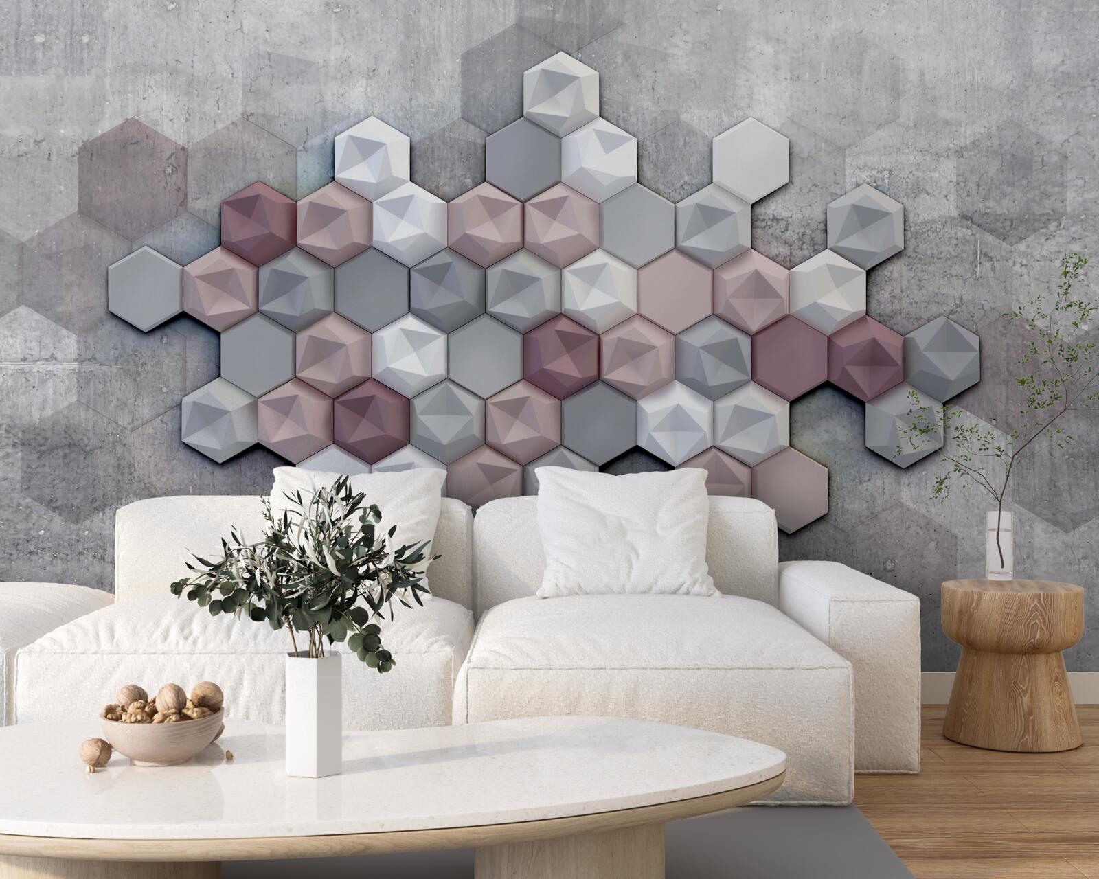 Fotobehang celstructuur gevormd door vijfhoeken