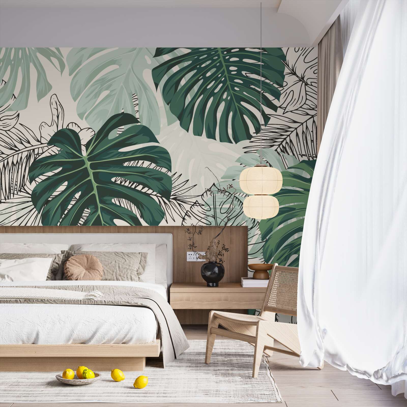 Fotobehang monsterabladeren met textuur zijn majestueus