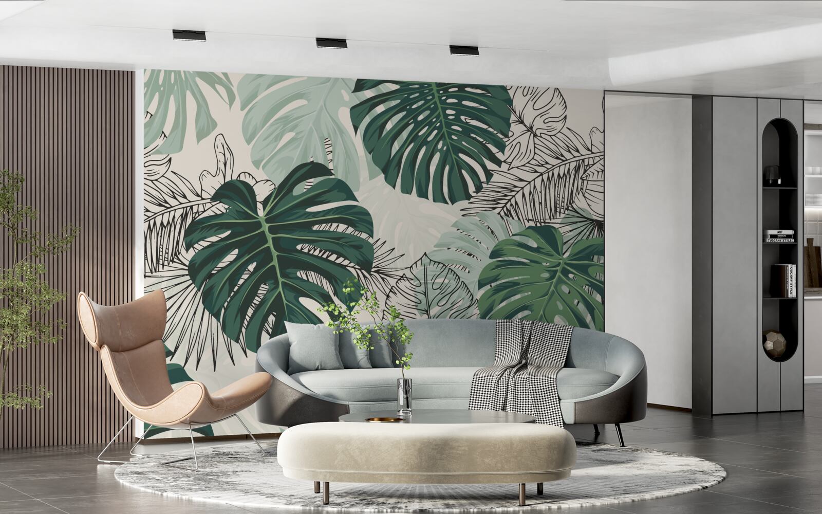 Fotobehang monsterabladeren met textuur zijn majestueus