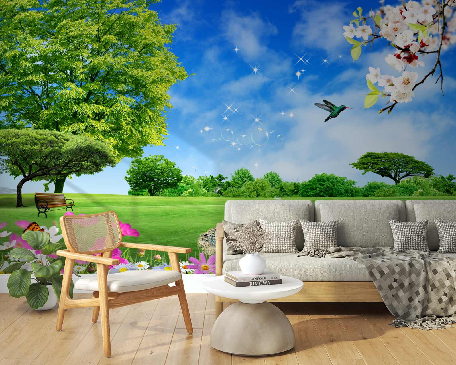 Fotobehang adembenemend panoramisch uitzicht over de zomer