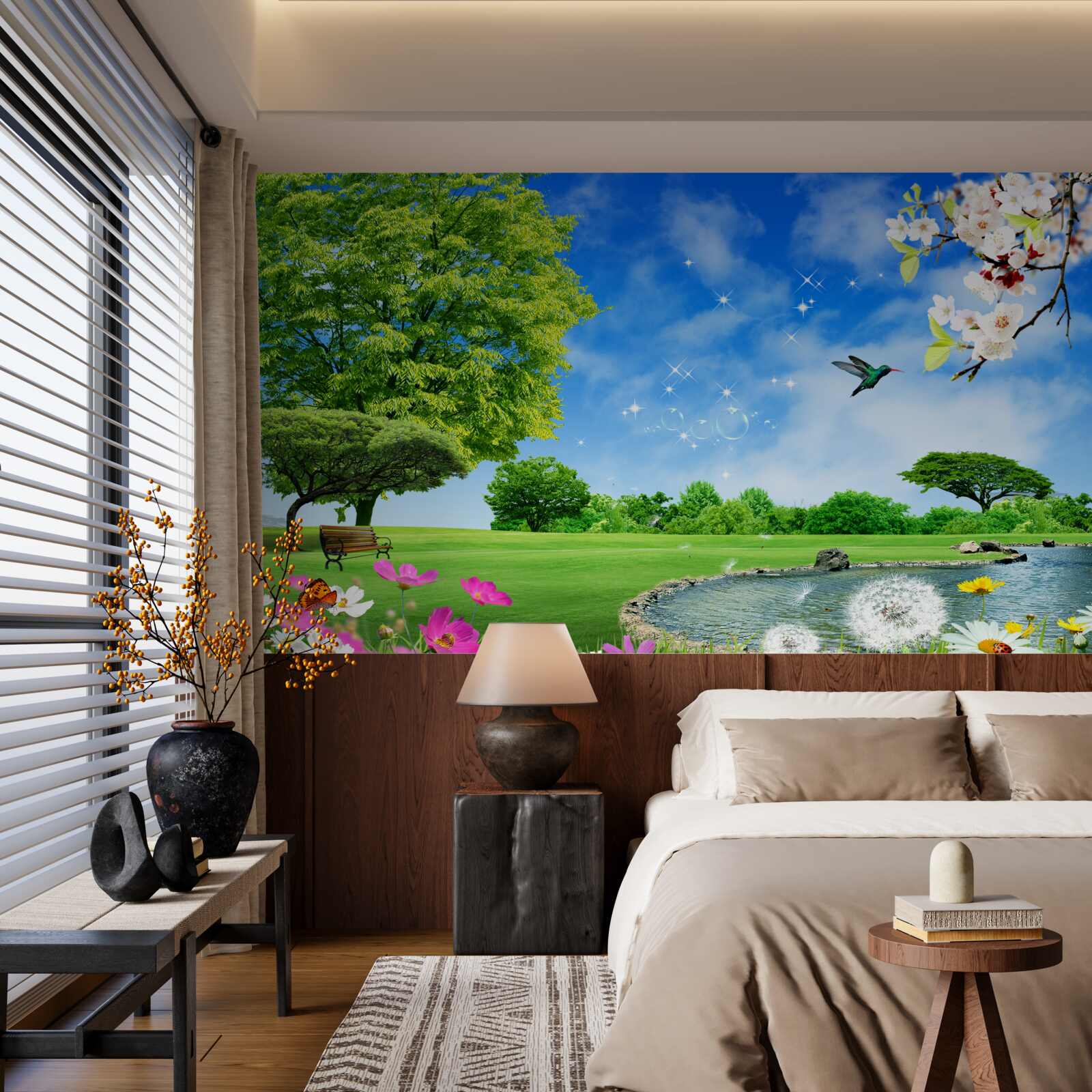 Fotobehang adembenemend panoramisch uitzicht over de zomer