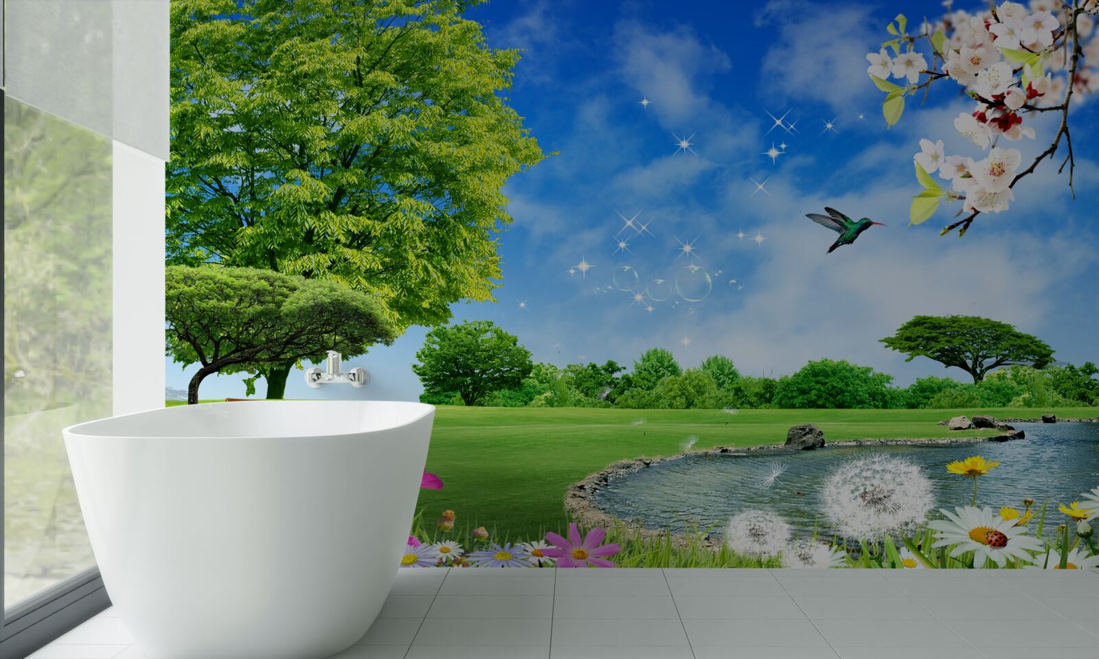 Fotobehang adembenemend panoramisch uitzicht over de zomer