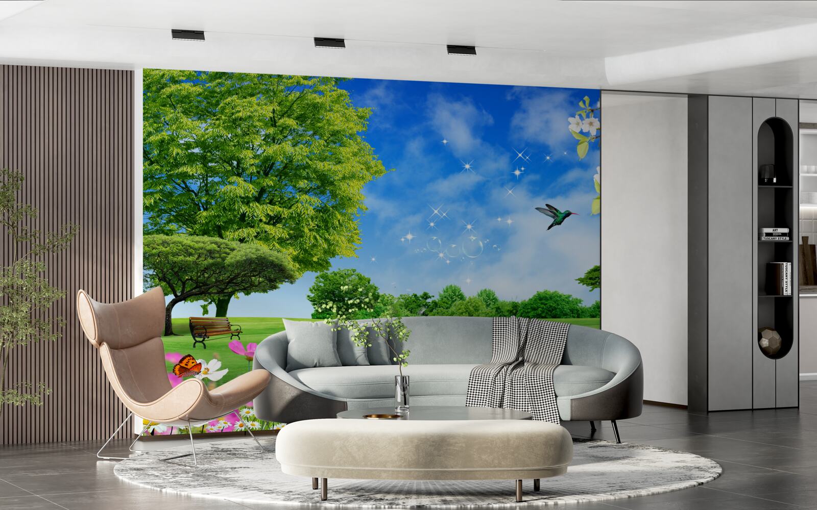 Fotobehang adembenemend panoramisch uitzicht over de zomer