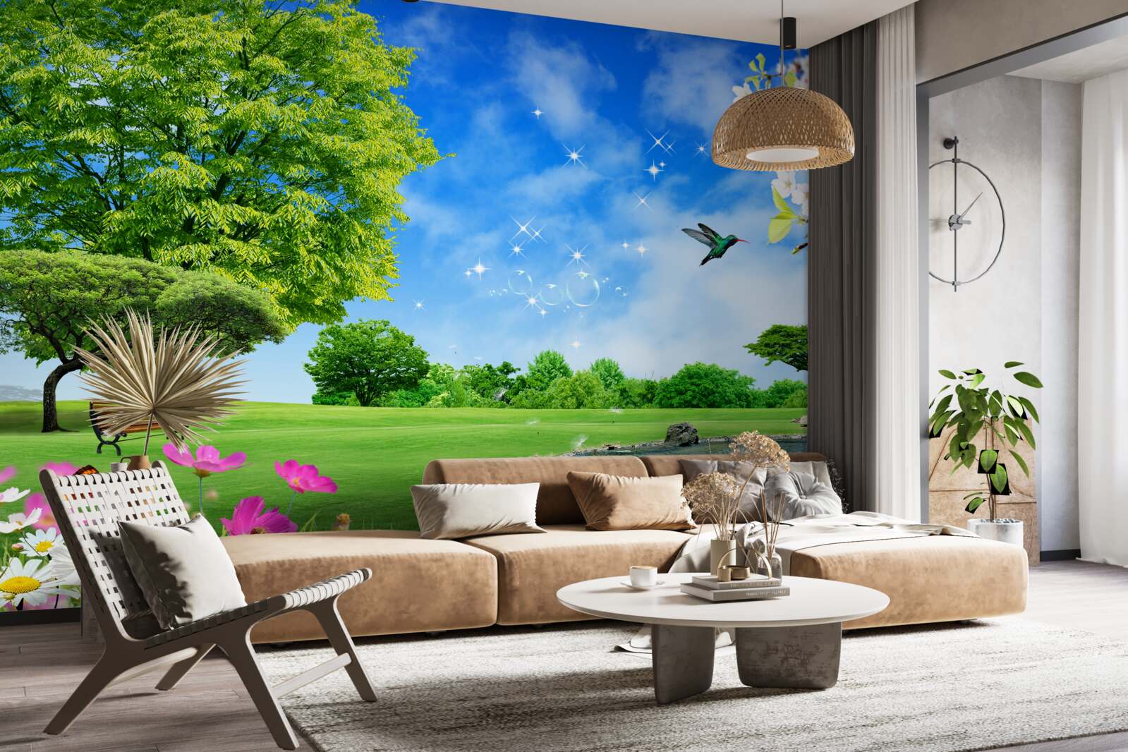 Fotobehang adembenemend panoramisch uitzicht over de zomer