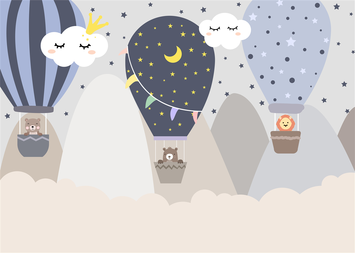 Fotobehang dieren die in ballonnen vliegen