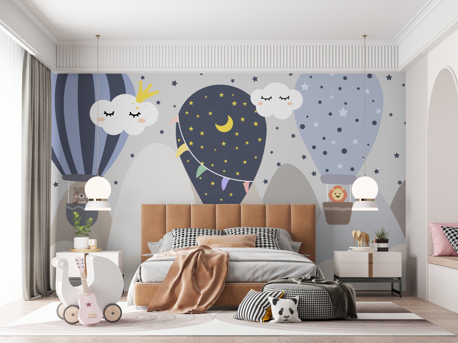 Fotobehang dieren die in ballonnen vliegen