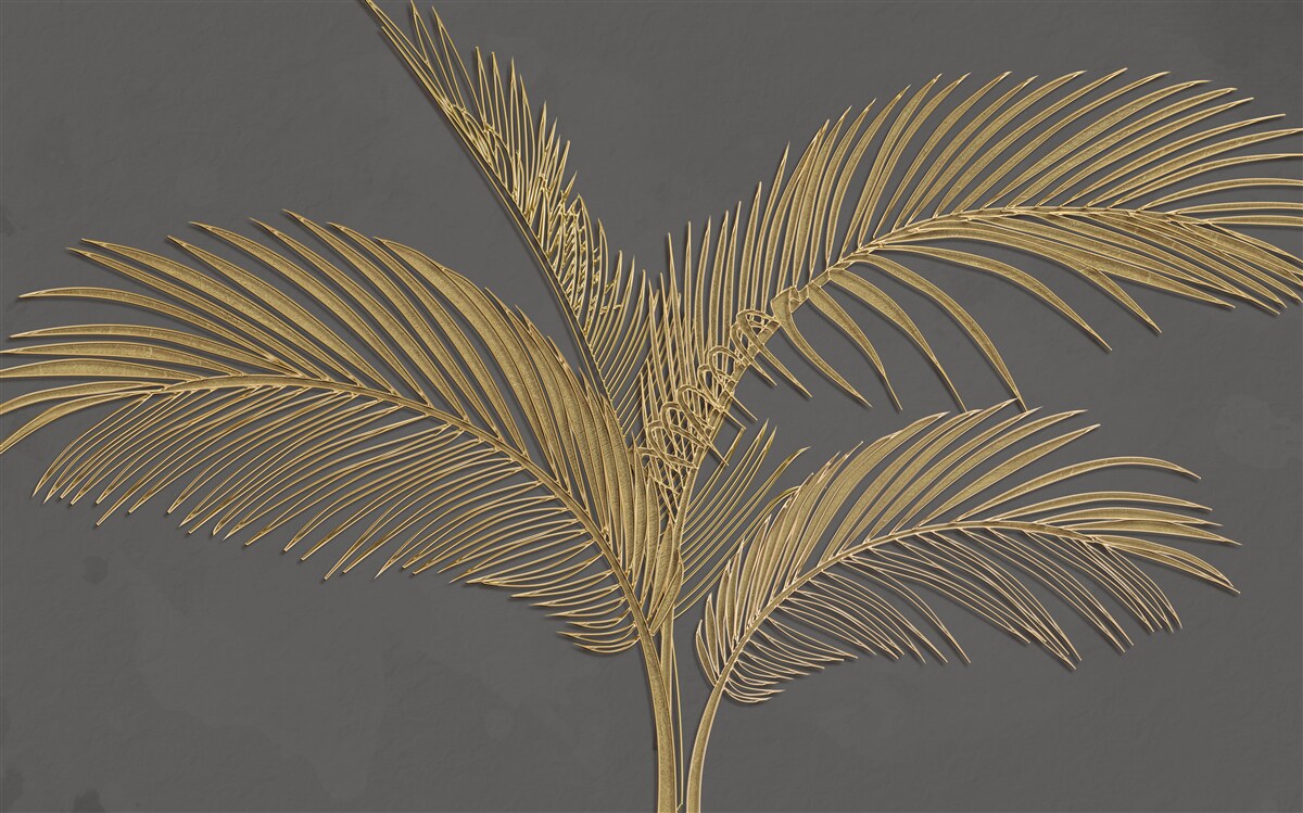 Fotobehang bruine veerblaadjes op een grijze achtergrond