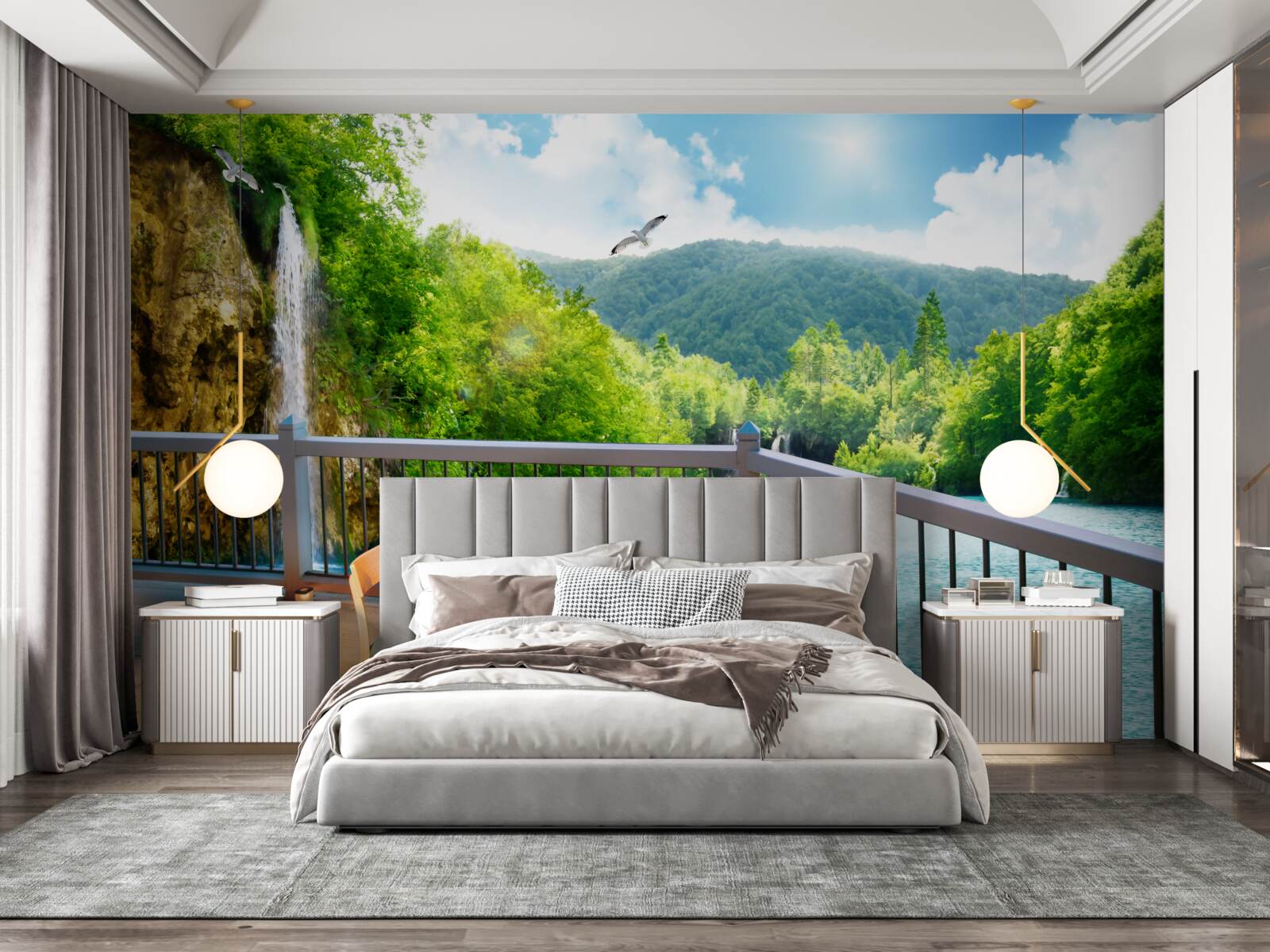 Fotobehang Ontbijt met prachtig landschap