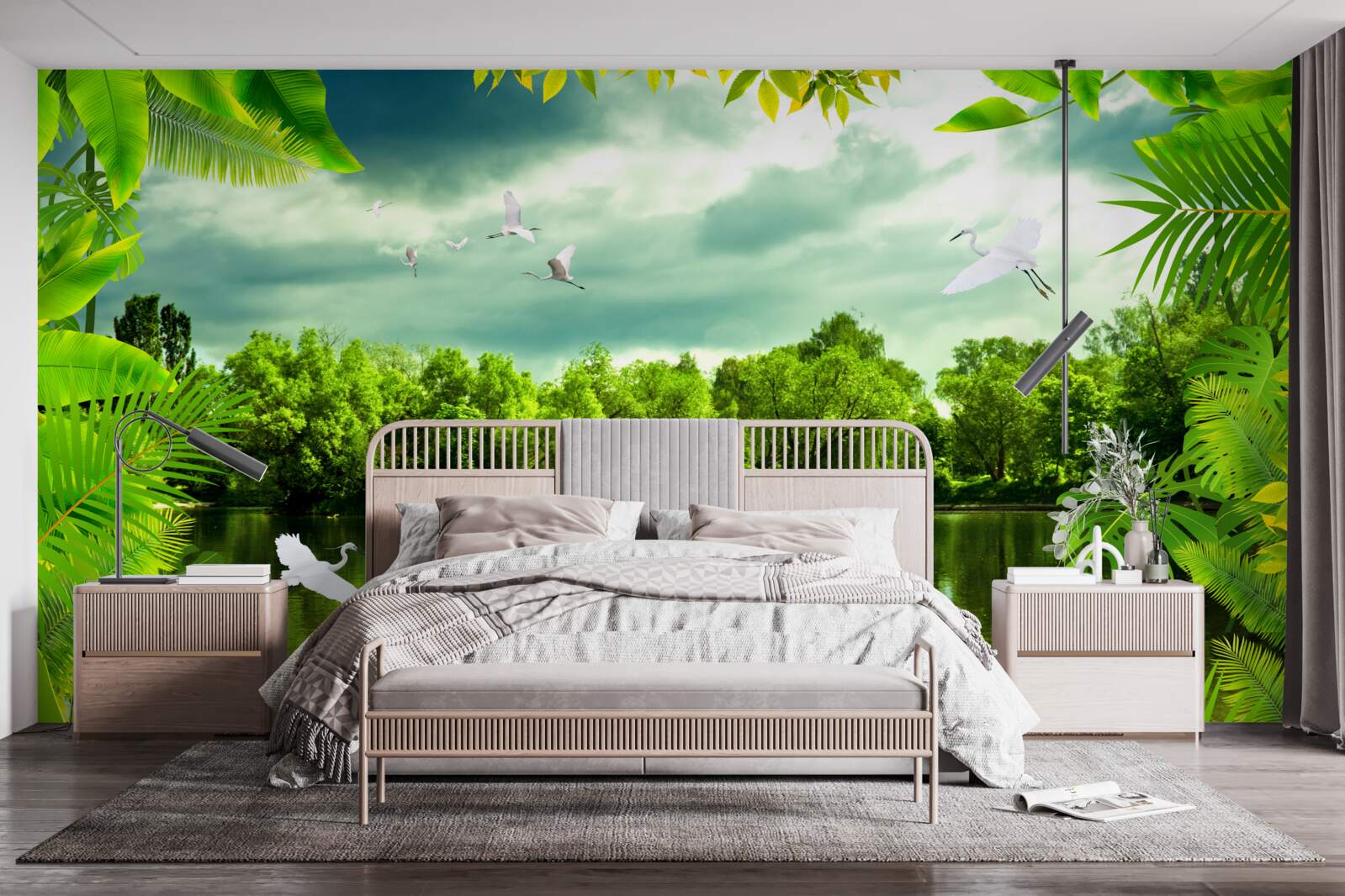 Fotobehang spectaculair meer in het bos