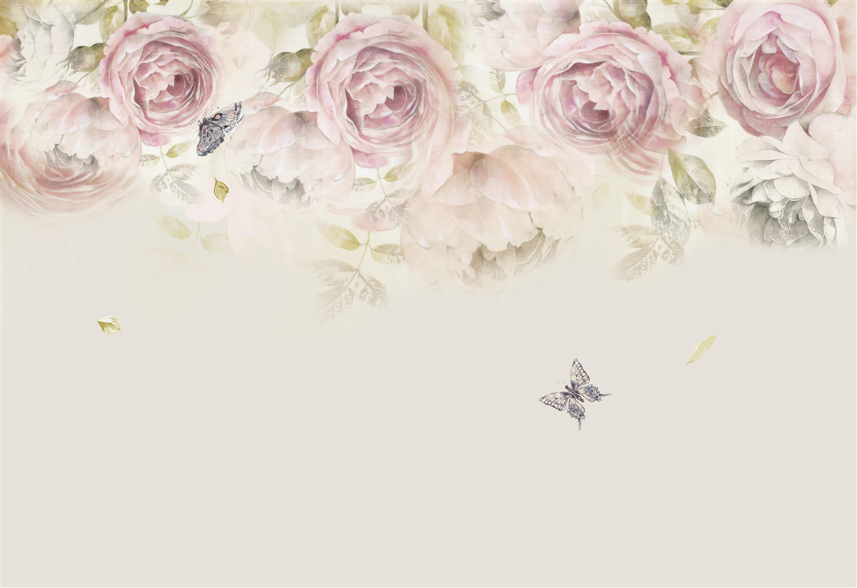 Fotobehang krans van overvloedige rozen