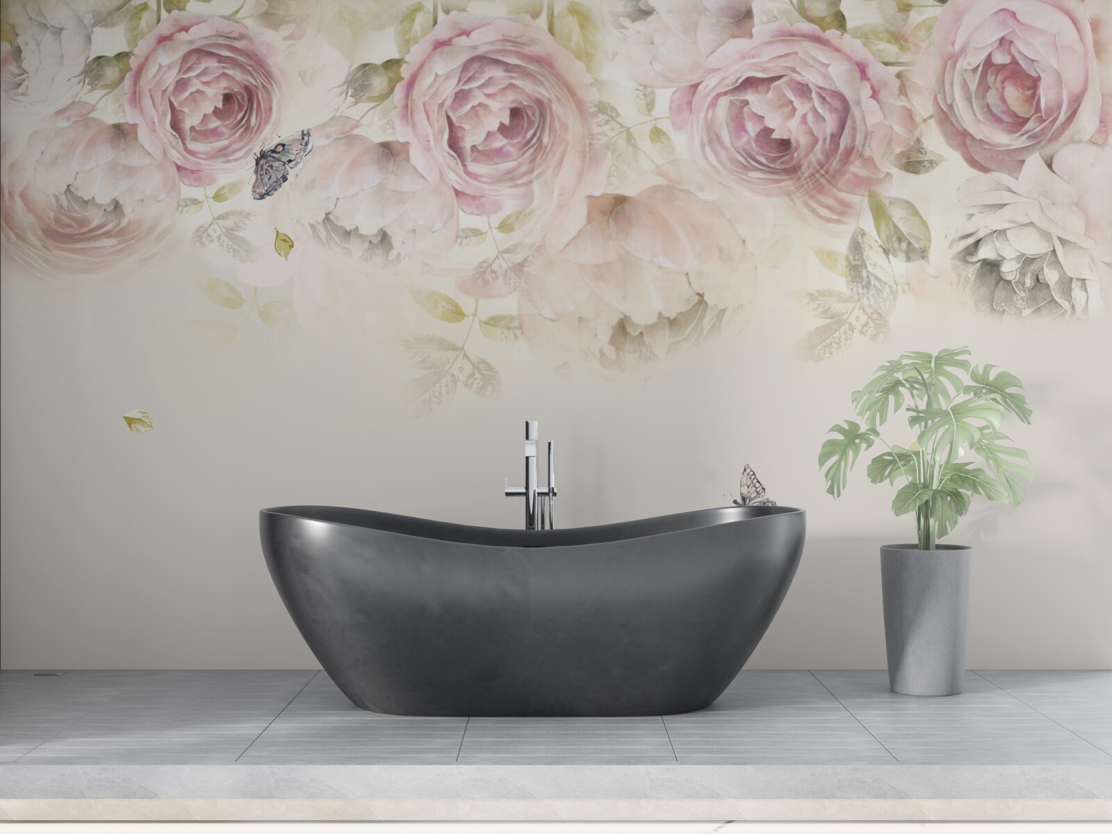 Fotobehang krans van overvloedige rozen