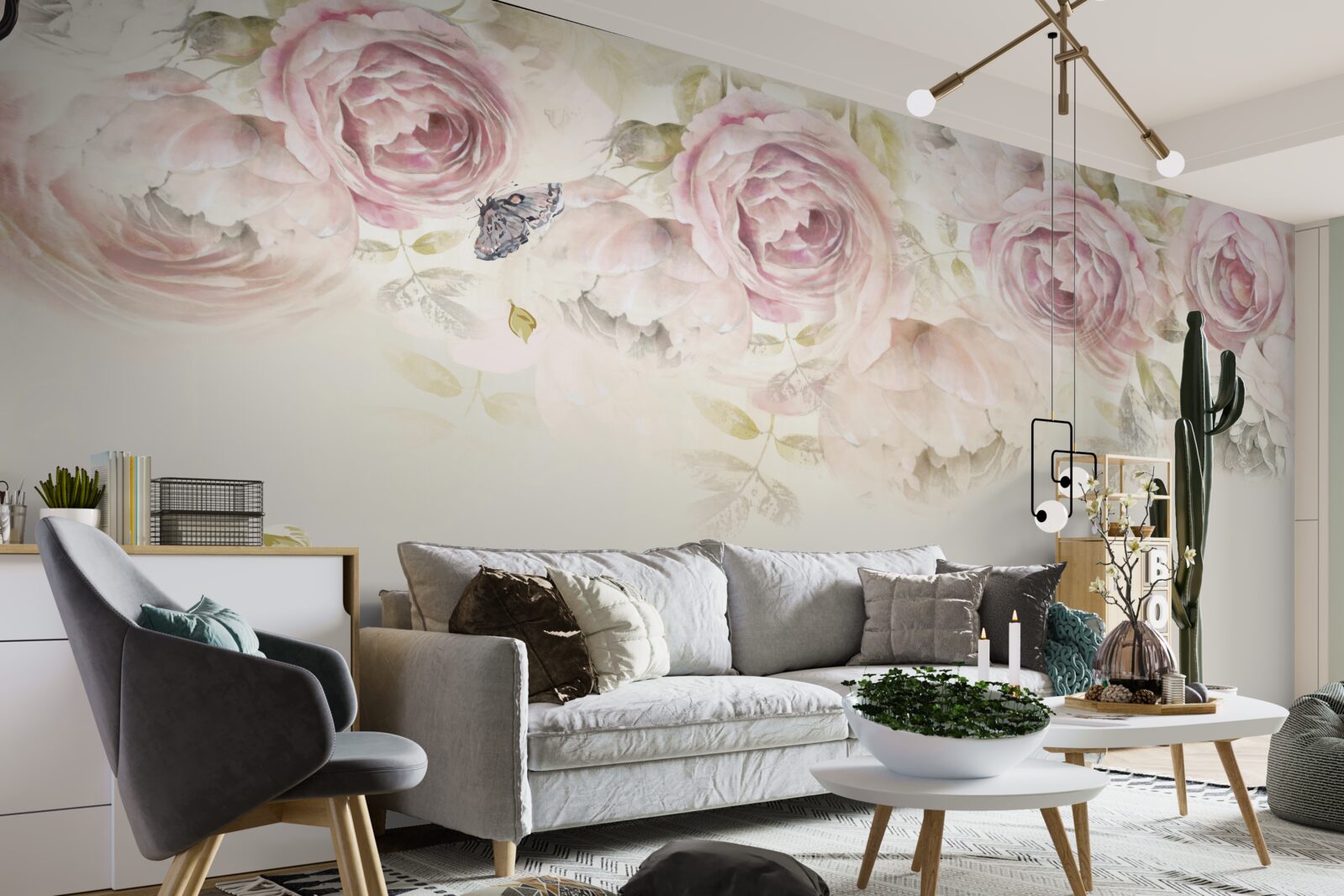 Fotobehang krans van overvloedige rozen